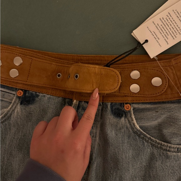 Shop Re Done denim and suede skirt - Picture 5 of 5